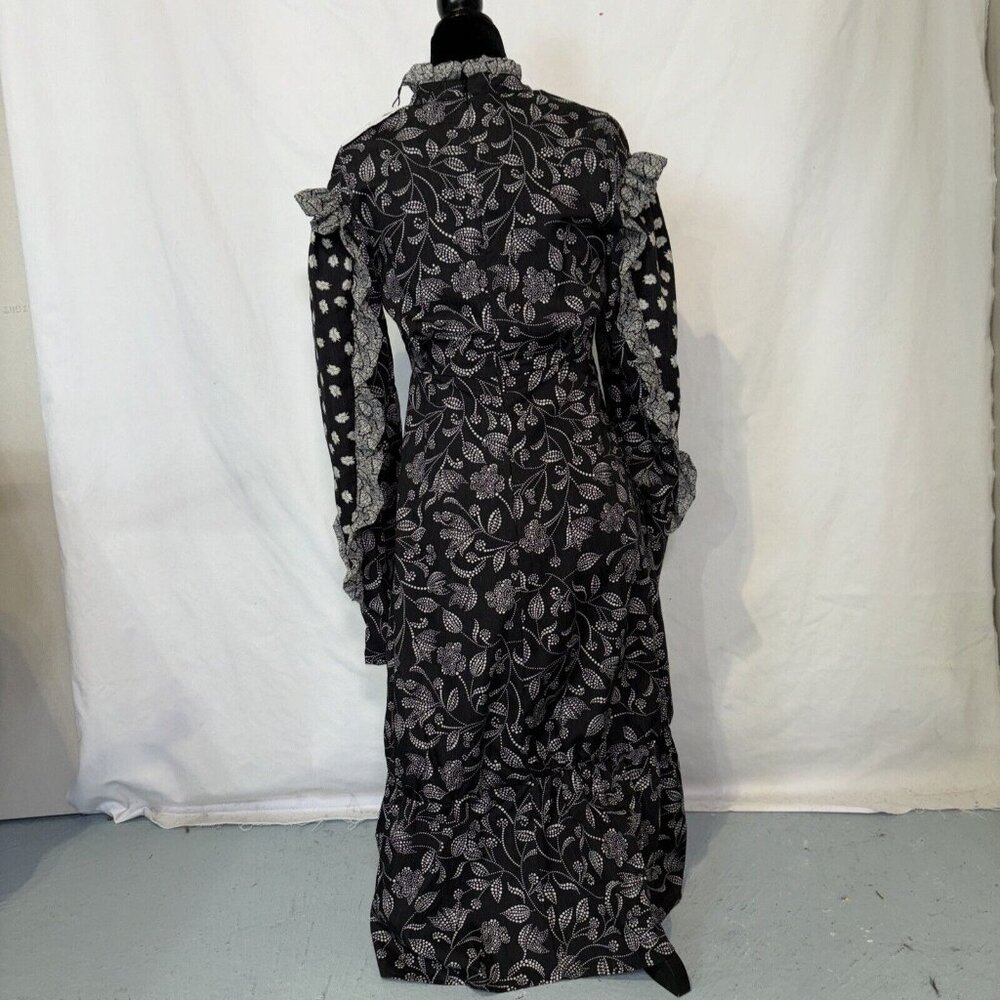 NWT Isabel Marant Etoile Black White Floral Dress Ruffles  Zip Long Sleeve Sz 36 - Picture 5 of 16
